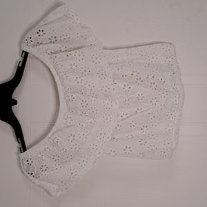 Rue21 Off The Shoulder Eyelet Lace Ruffle Crop Top Size M